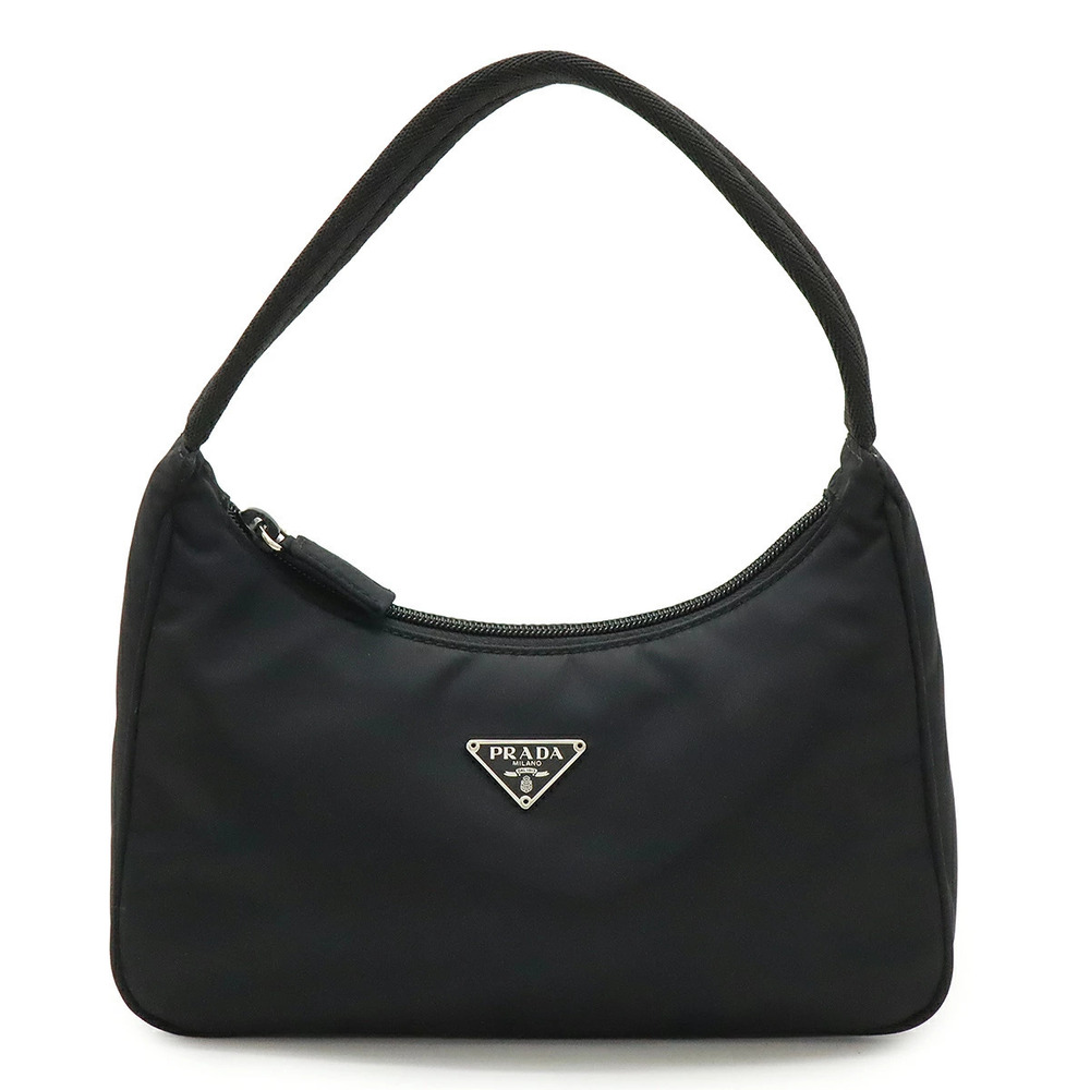 Prada Triangle Accessory Pouch Clutch Handbag Black Nero Black